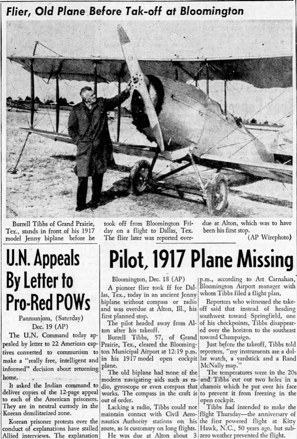 Pilot, 1917 plane missing